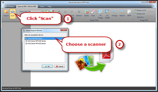 Launch Advanced Scan to PDF Free and activate the scanner